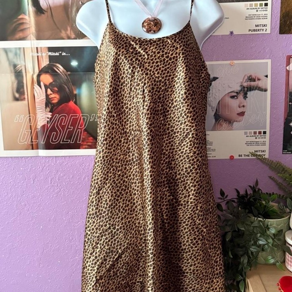 Y2K Leopard Print Slip Dress Size M